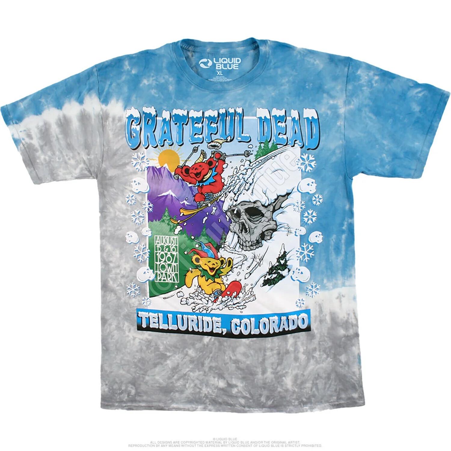 Colorado Ski Grateful Dead Shirt - Liquid Blue Tie Dye Mens T-shirt - NEW L