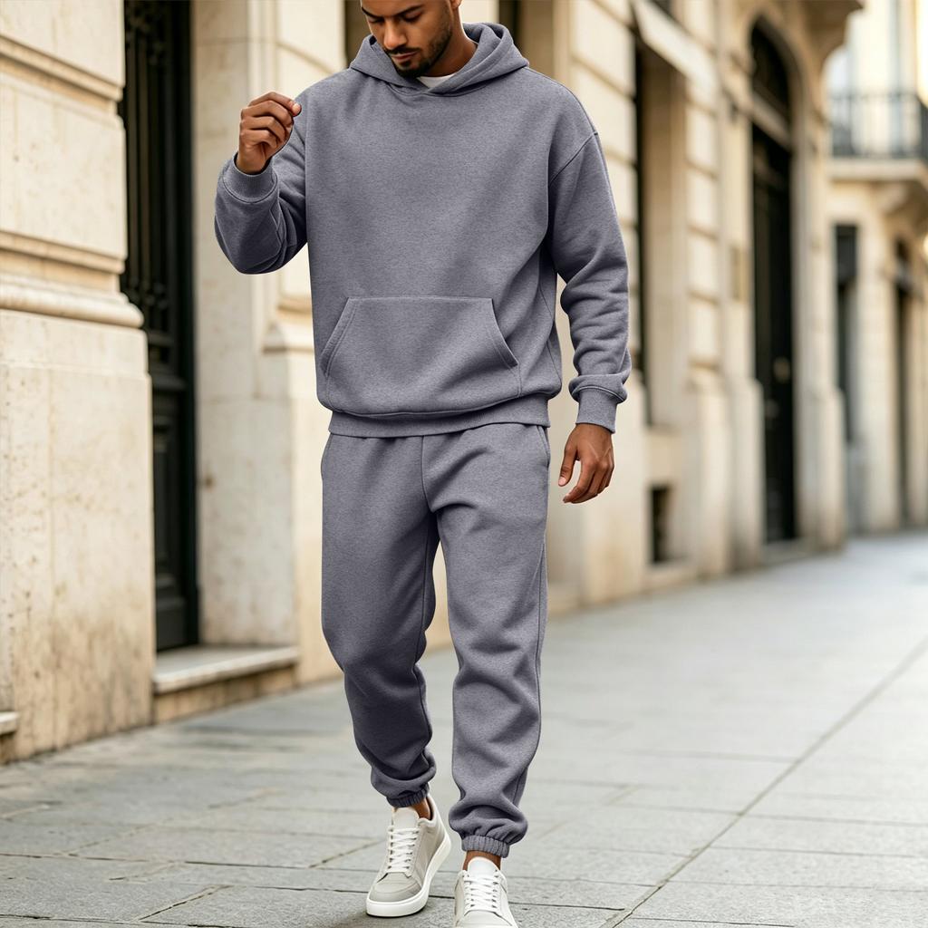 Men's 2 Piece Hoodie and Jogger Set, Color Casual Athletic Loose Fit Tracksuit with Tapered Sweatpants for Daily Wear