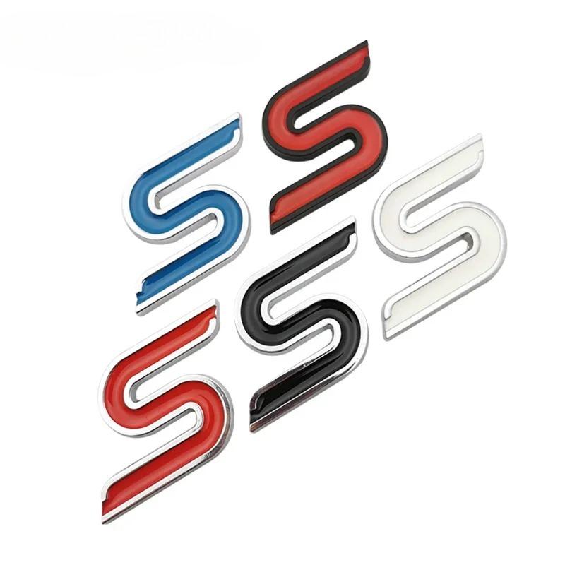 1Pc 3D Metal S Front Grille Chrome Emblem Badge Car Stickers Decals for Focus Fiesta Ecosport Kuga Mondeo Everest Car Styling