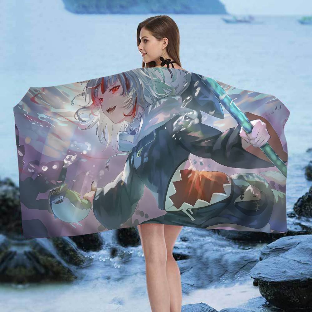Cute Virtual G-Gawr Gura Microfiber Printed Beach Towel Mountain Climbing Yoga Beach Swimming Running Absorbent Soft Towel