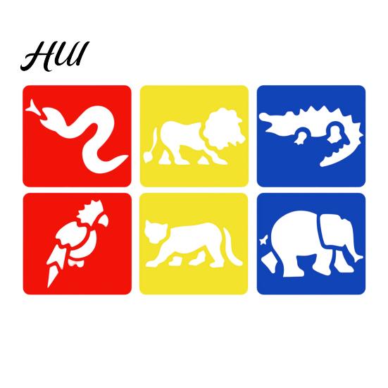 Small Size Paint Stencil 6 Pcs Painting Template Stencils, 5.5x5.9 Inch Washable Reusable DIY Hollow Edge Art Stencils for Wood Paper Fabric,