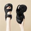 Black sandals women wear in summer, thick-soled thick-heeled soft-soled soft-faced comfortable women's shoes feel like stepping 