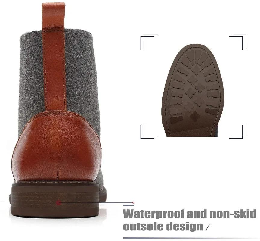 Men's Outdoors High Top Sneakers Mixed Color Thick Sole Knight Boots Autumn Winter Casual Leather Boots Fashion Men Ankle Boots