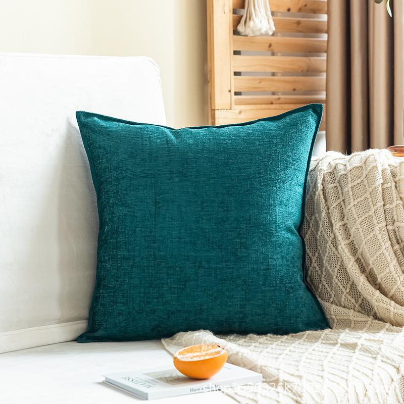 Japanese Solid Color Chenille Pillow Living Room Sofa Cushion Cover Bedside Cushion Back Bedside Large Size Pillow Quality