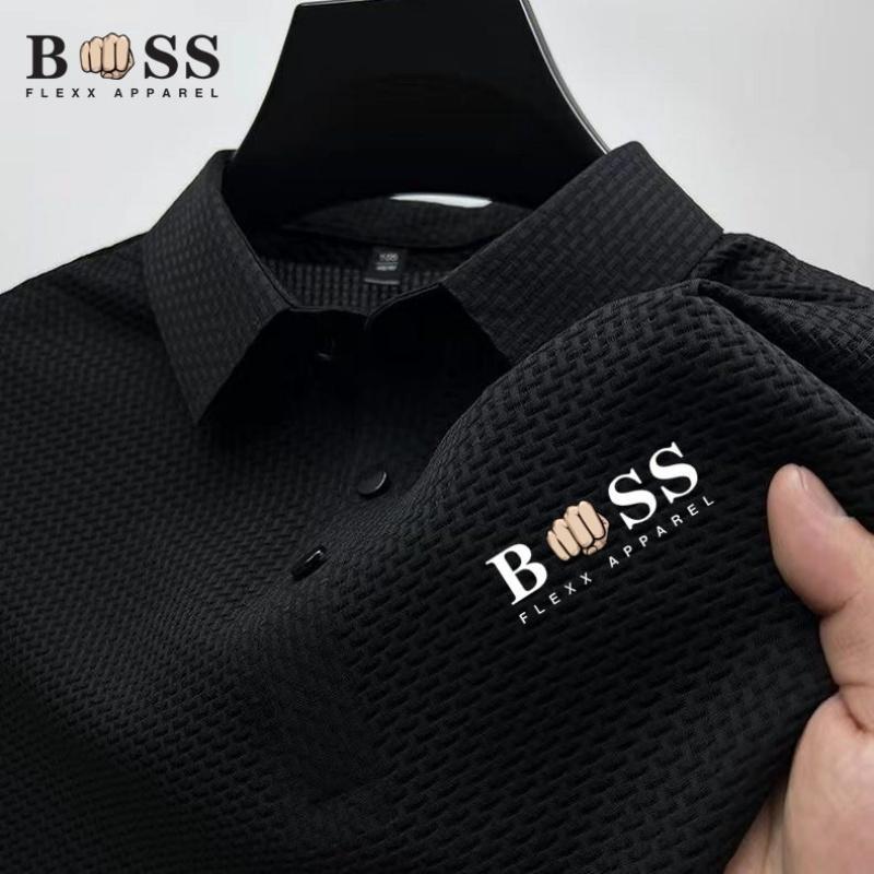 Mens Business Casual Polo Shirt Short Sleeve Solid Color Slim Fit Daily Wear