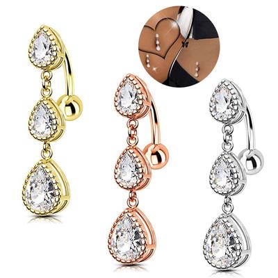 Gioielli per Piercing Umani Acciaio Inossidabile Goccia d'Acqua - a Forma di Anello Ombelicale Vendita Europea e Americana Ombelicali