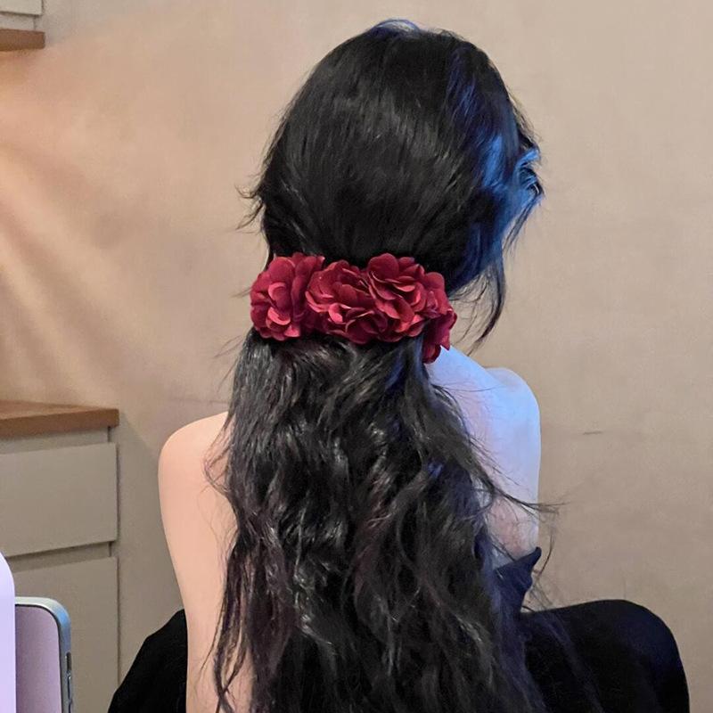 Summer film fabric flower hairpin niche high sense fashion temperament banana clip atmosphere sense retro hair accessories women
