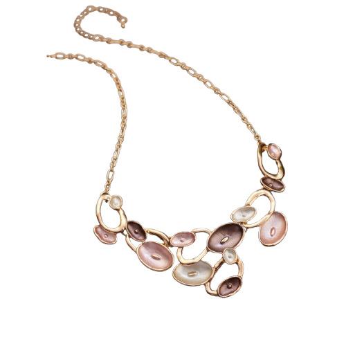 Luxury New Enamel Color Geometric Oval Petal Necklace, Creative Ladies Premium Flower Alloy Necklace
