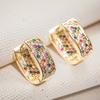 CAOSHI Colorful Cubic Zirconia U Shape Hoop Earrings for Women Brilliant Party Jewelry Elegant Daily Wearable Female Accessories