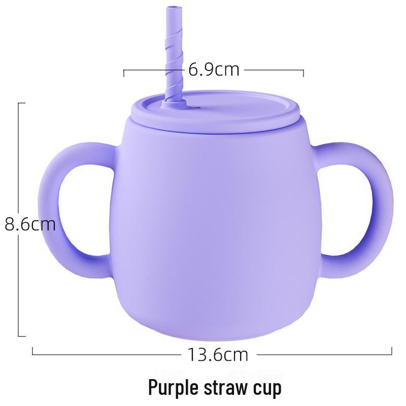Silikon sugtablettset: Livsmedelsklassad värmetålig gaffel, sked och delad tallrik för baby och småbarn