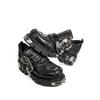Retro Rock Shoes For Both Men And Women New Dark Punk Leather Shoes Metal Niche Low Top Platform Shoes For Women