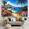 2D Beach Backdrop Coastal Mountain Scenery Summer Vacation Party Background