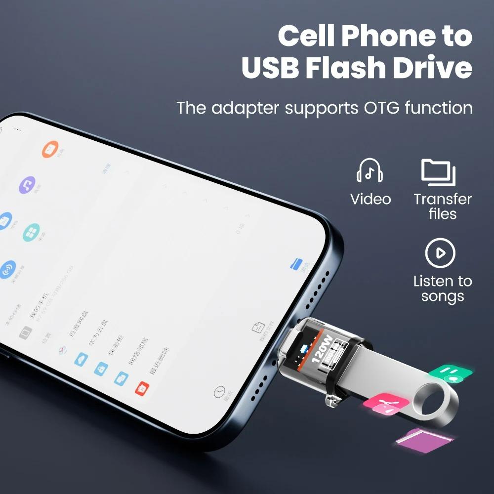 USB 3.2 to Type C Adapter OTG Fast Charging 120W 10GB High Speed Data Audio Transfer For PC Tablet Xiaomi Huawei USB C Converter