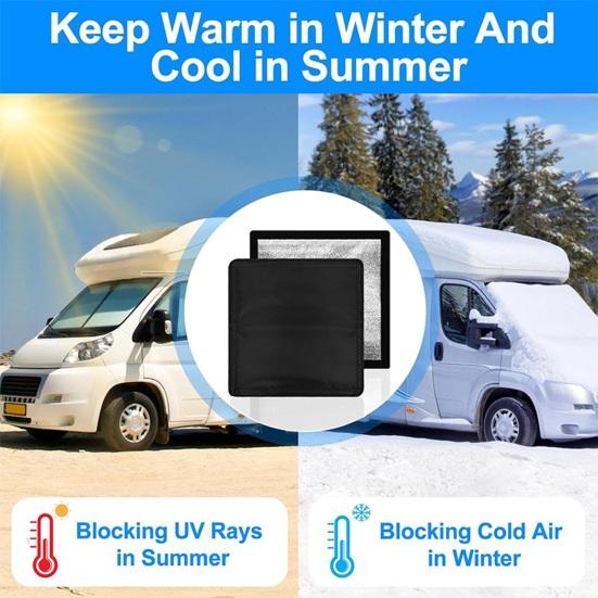 2Pcs RV Sun Blackout Vent Cover Reflective Heat Insulation Skylight Window Shade Foldable Motorhome Roof Ventilation Shield Universal RV Accessories