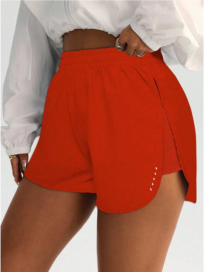 

Женские спортивные шорты два в одном с высокой талией и карманом - Защита от просвечивания, дышащие, дизайн с прямыми штанинами для летнего бега. Large оранжевый