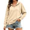 Women's Long Sleeve Zip-Up V-Neck Hoodie Sweatshirt