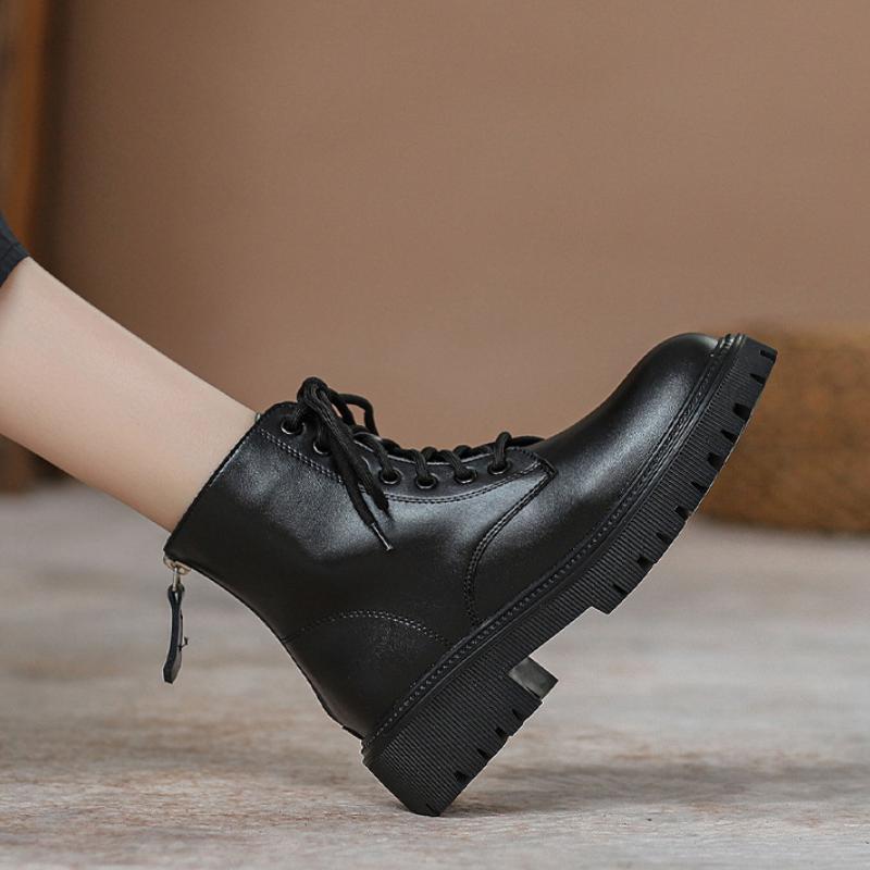 Women Ankle Boots Fashion PU Leather Chunky Boots Dress Office Shoes Woman Trend Short Boots
