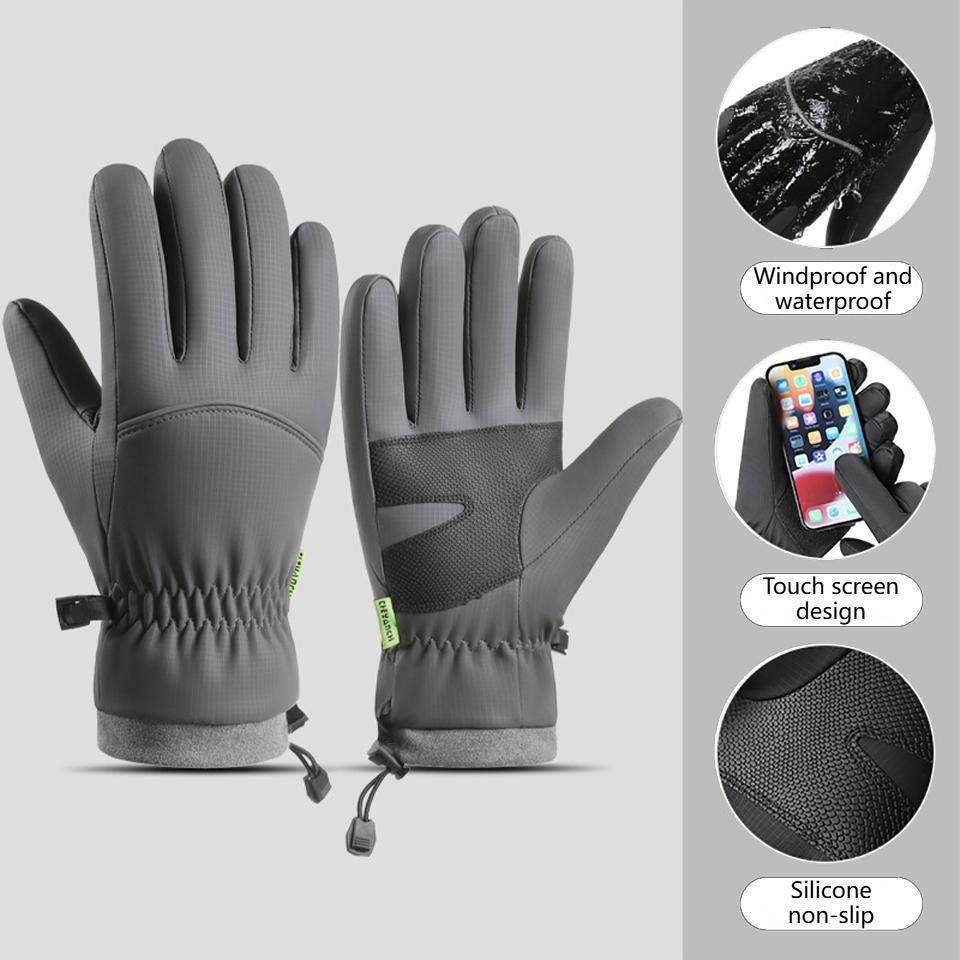 Winter Waterproof Thickened Cuffs Tightened Gloves Unisex Touch Screens Anti Slip Finger Glove Outdoor Running Cycling Equipment