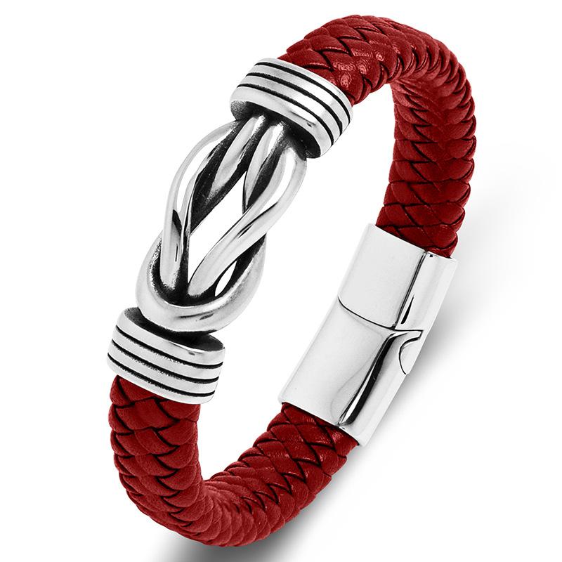 Unisex Infinity Word 8 Leather Bracelet With Stainless Steel Beads Fashion Jewelry for Mens-for Party Wedding or Gift
