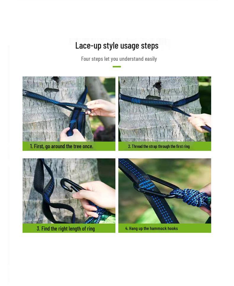 Ultralight 210T Nylon Color-Blocked Outdoor Hammock - Breathable & Double Strap Rope for Camping