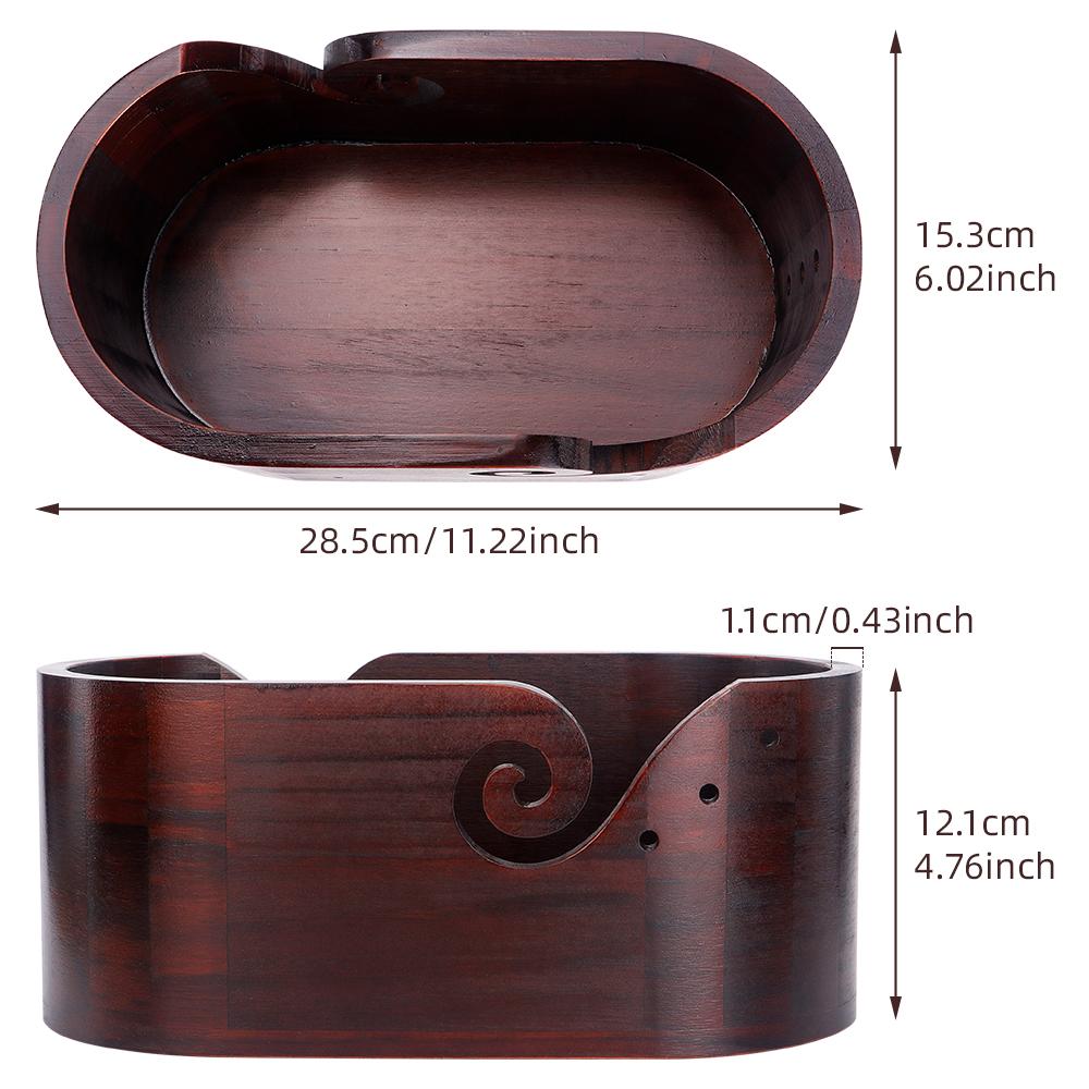 1pc Wooden Yarn Bowl, DIY Knitting Storage Tool, Double-Sided Holes Yarn Storage Bowl, Oval Yarn Organizer Bowl Handicraft Tool