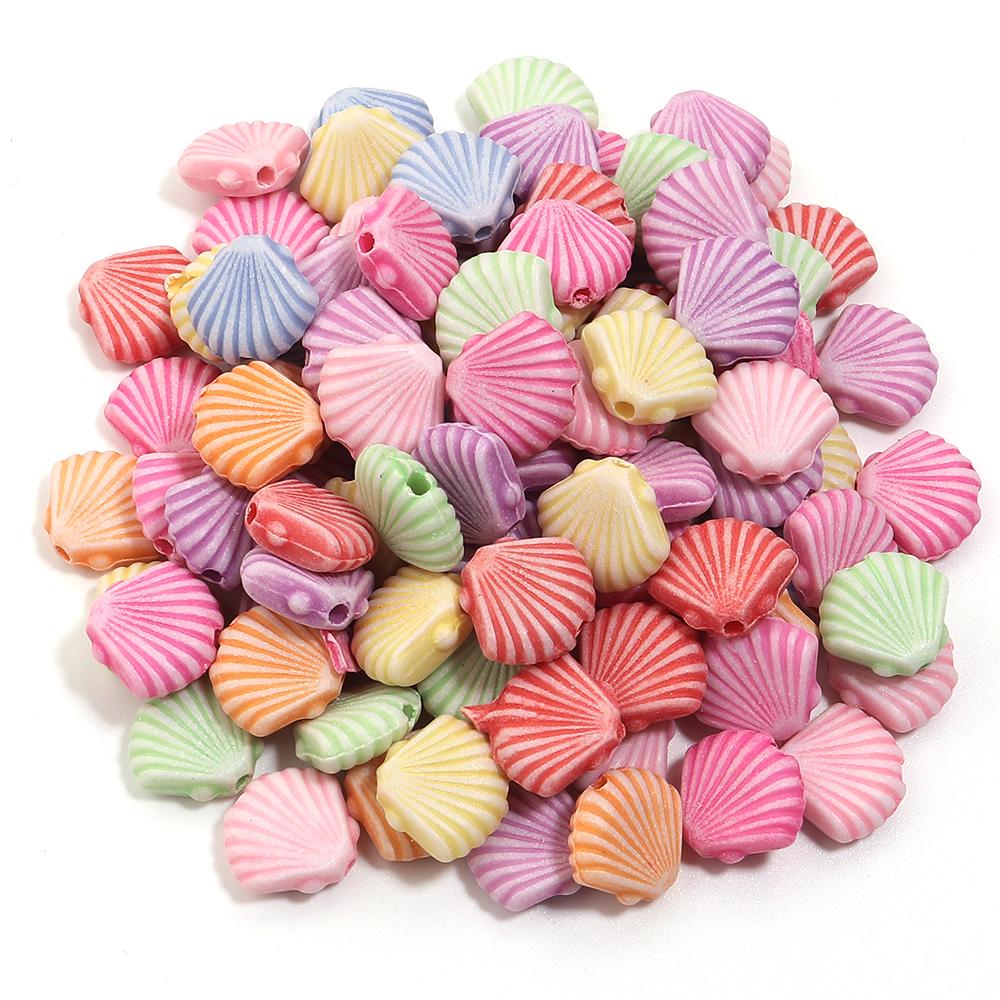 200pcs/lot Multiple Styles Plastic Beads Cat Flower Star Fish Shell Beads Loose Spacer Beads For Jewelry Making DIY Accessories