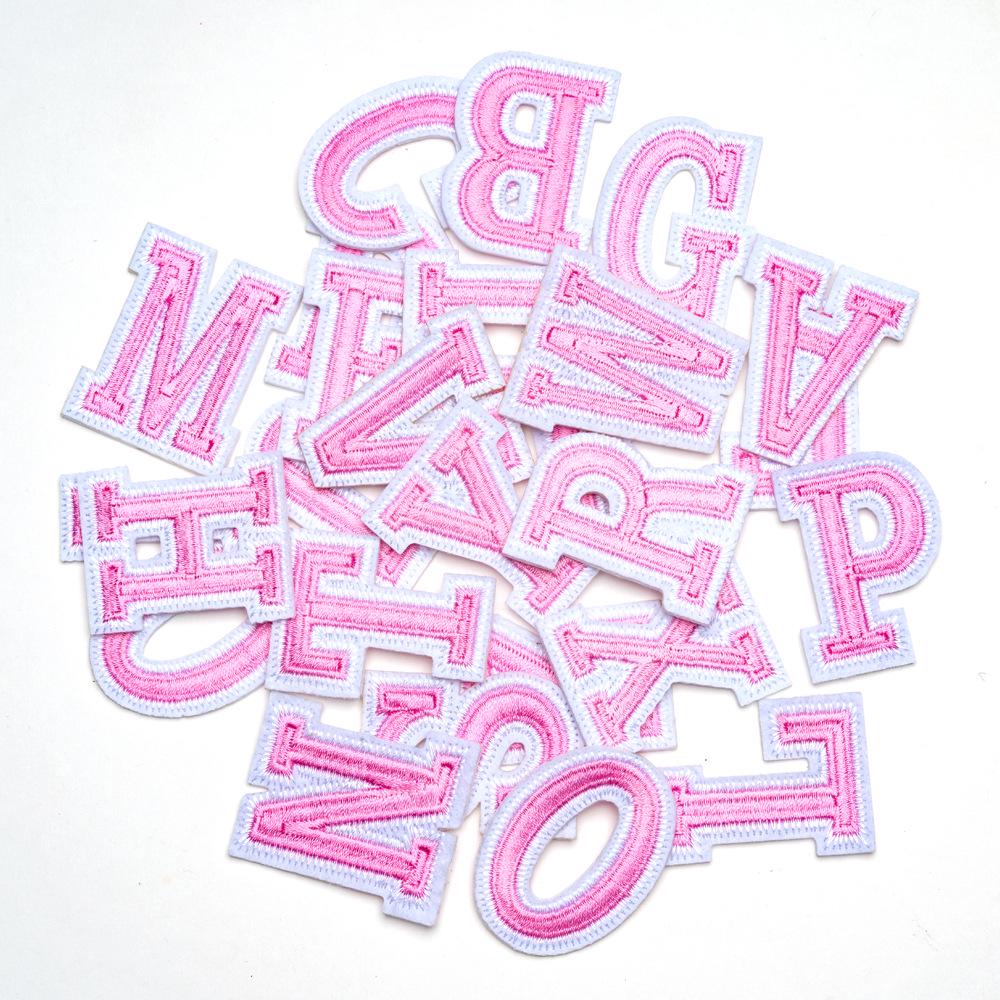 Exquisite Pink Embroidered Alphabet Patch for Jackets & DIY Decor