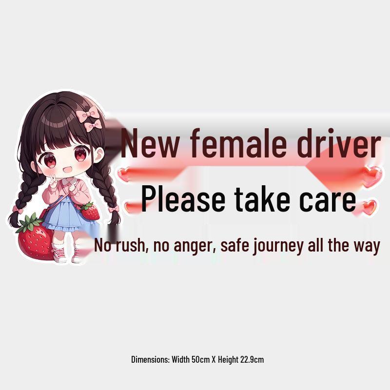 New Female Driver Care Reminder - Cute Windshield Car Sticker