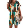 Women's Color-Blocked Holiday V-Neck A-Line Dress - European & American Style