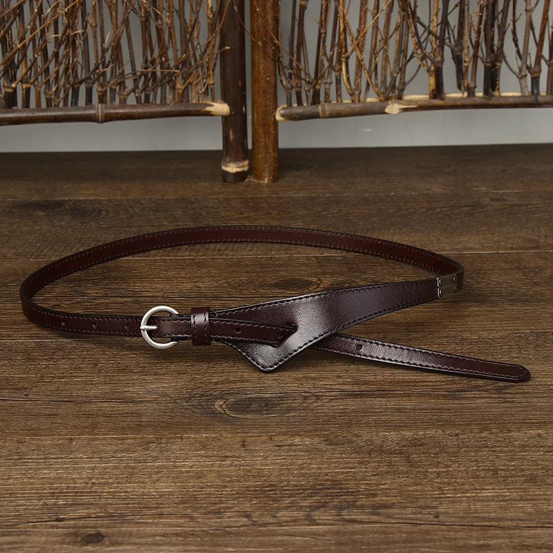 

Trendy And Versatile Women S Thin Belt, Genuine Leather Fashion Decorative Belt With Dress, Top, Waist Pure Cowhide 110cm