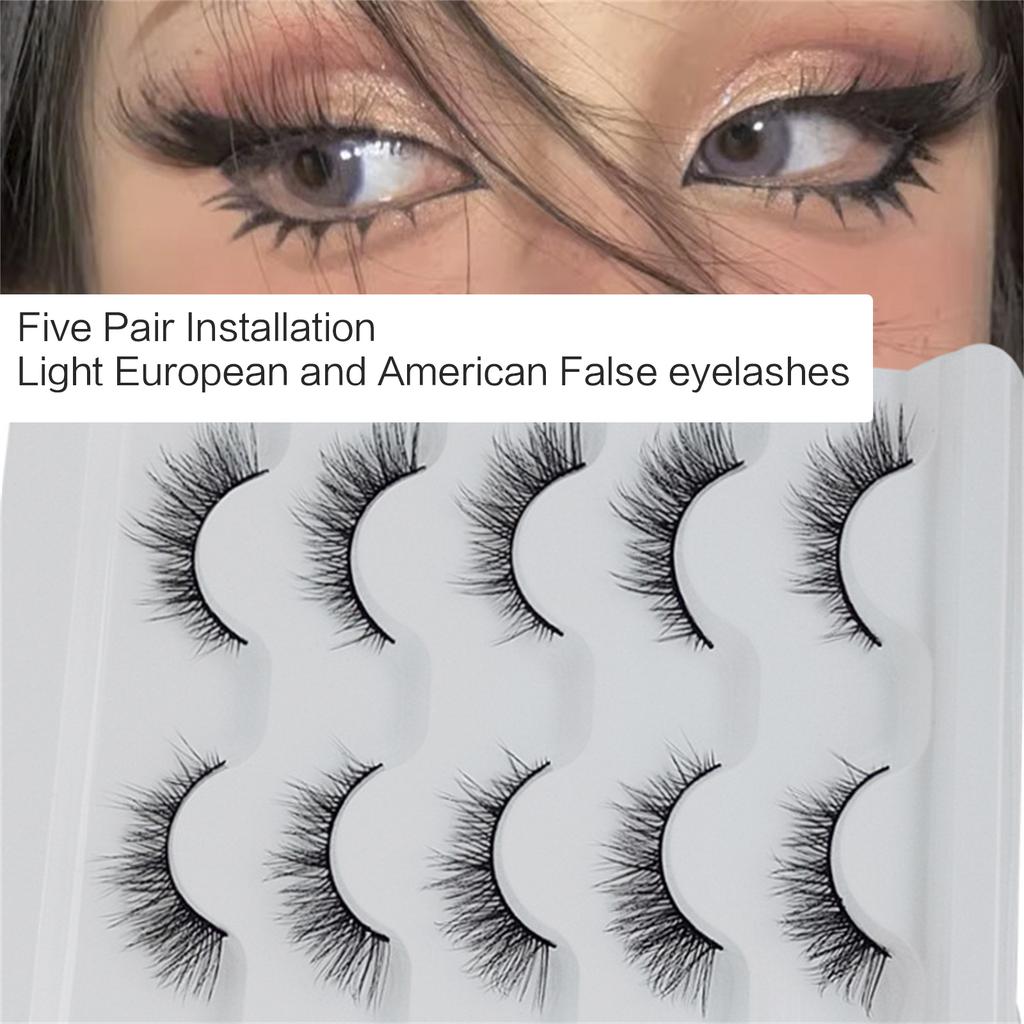 Fox-Eye False Eyelashes Wispy Cat-Eye Faux Mink Lashes 5 Pairs Natural 8D Fluffy Volume Fake-Eyelashes Multipacks Gifts