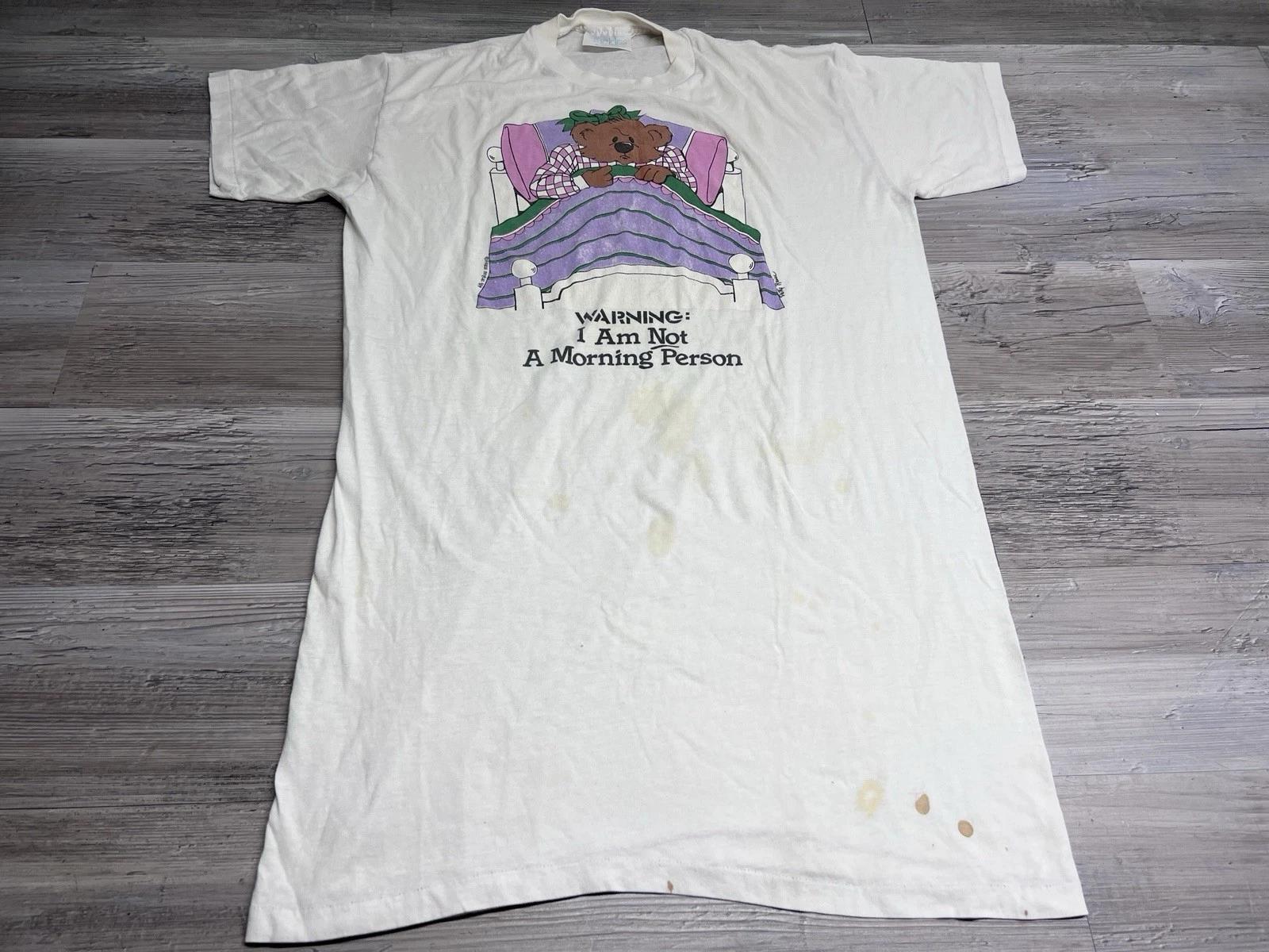 

Vintage Oversized Long Graphic T-Shirt Cute Teddy Bear Granny Single Stitch XL 3XL