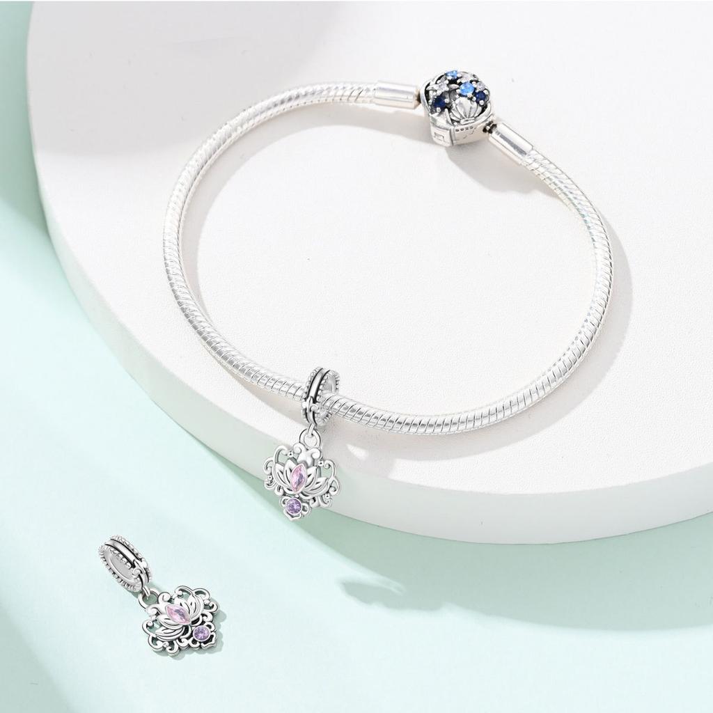 New 925 Silver Jewelry Accessories Bracelet Romantic Classical Butterfly Cross Key Pendant Beaded Bracelet