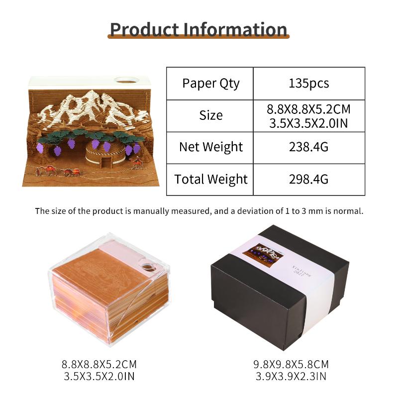 2027 Desk Calendar with LED Light 3D Design Tear-away Pages for Office Use