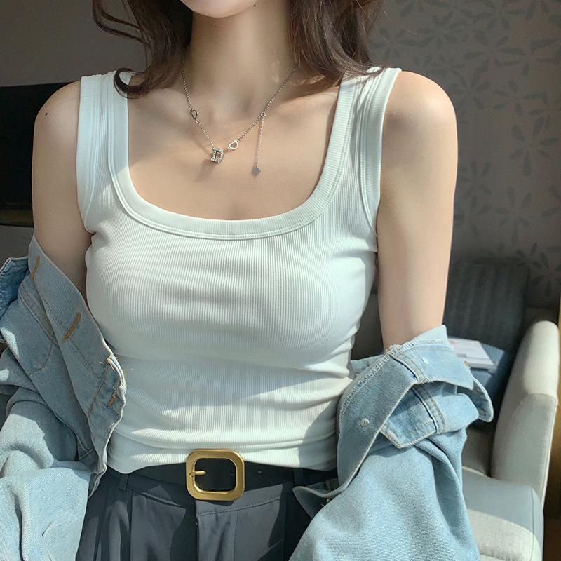 New Wide Shoulder Sling Vest Women's Inner Summer Slim Fit Versatile Breast Cover Outer Wear Bottoming Shirt Top Women