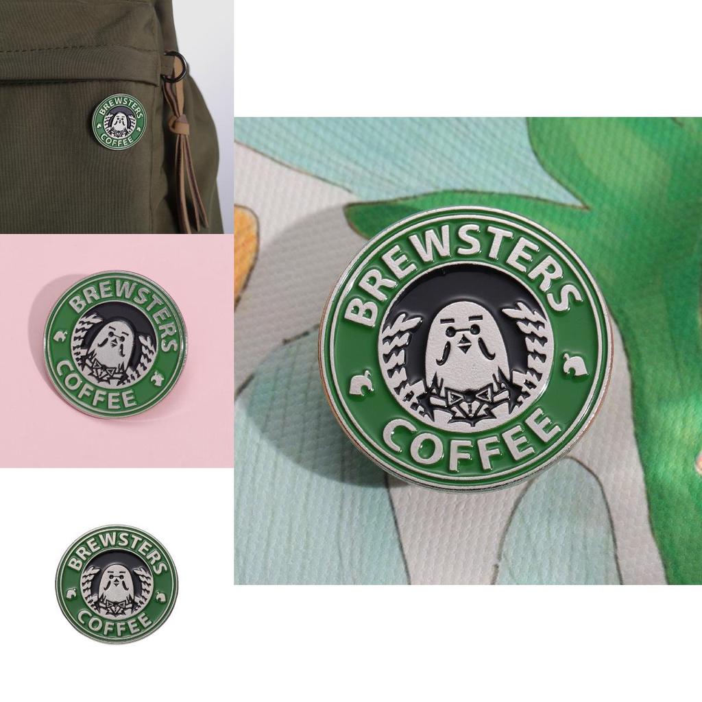 Cartoon Minimalist Chic Pigeon Coffee Brooch Colorful Enamel Metal Pin For Everyone