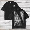 Hotblooded Anime Attack on Titan Graphic Print Tshirt Men Women Vintage Washed Oversized Cotton Summer New Tee Oversized Tops