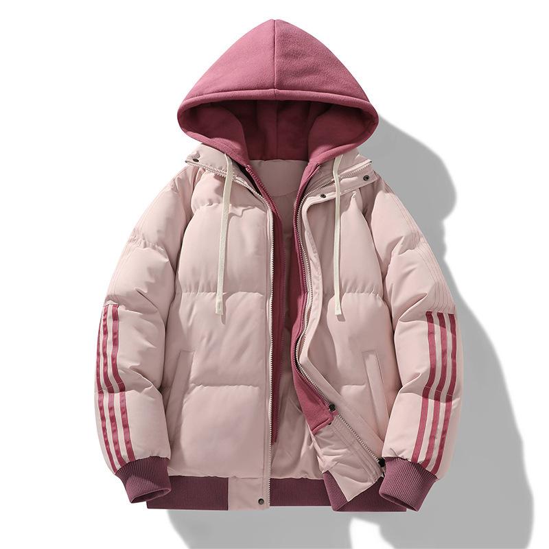 Fake Two-piece Cotton Jacket for Men In Winter New American Casual Hooded Thickened Warm Cotton Jacket