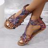2024 Summer Ethnic Bohemian Plus Size Open Toe Buckle Strap Flat Sandals for Women