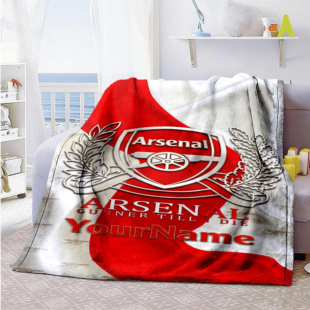 Arsenal Personalisierte Namensdecke Überwurf Personalisierte Decke Weich & Gemütlich Vielseitig für Heimdekoration Wohnzimmer Bettwäsche Stuhl Vier Jahreszeiten Mehrzweck