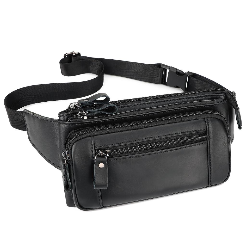 Humerpaul Famosa marca de moda para hombres, riñoneras de cuero genuino, organizador, bolsa de viaje para el pecho, cinturón de cintura, riñonera pequeña para teléfono móvil