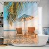Beach Style Shower Curtain Exquisite Pattern Design Waterproof Anti-Mildew Bathroom Decoration Home Essential Rustproof Hooks