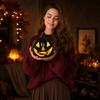 Hollow Pumpkin Decoration with Built-In Light Halloween Ornament for Indoor Outdoor Seasonal Display Home Tabletop Accent