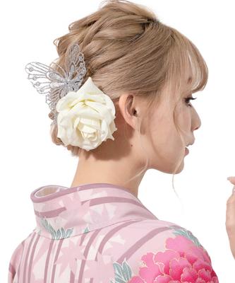 Hair Coming of Age Graduation Hairpin [SOUBIEN] Ornament, Ceremony, Butterfly, Ceremony, 3-piece Set, White, Off-white, Silver, Rose, Butterfly,