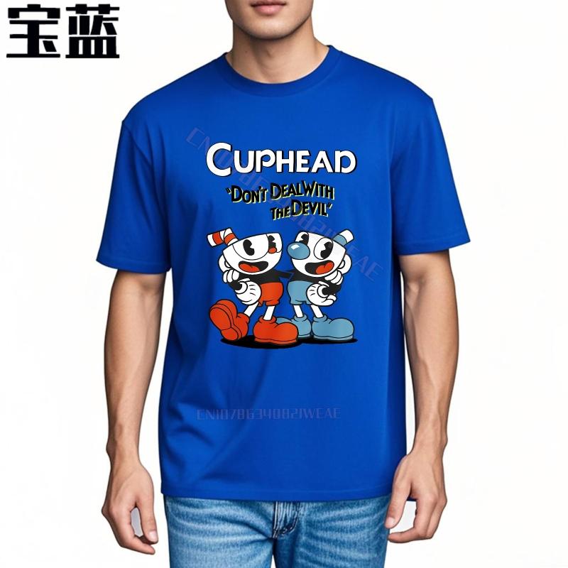 Rock tshirt Adult Classic Tshirt Cuphead And MugUnisex Cartoon Design Casual Unisexs Tshirt Retro Trendy Tshirt Daily Wear