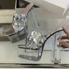 Eilyken Pailletten Damen Hausschuhe Sommer Plateau Eckige Zehen Pantoletten Schuhe Design Kristall Transparent Hohe Absätze Sandalen