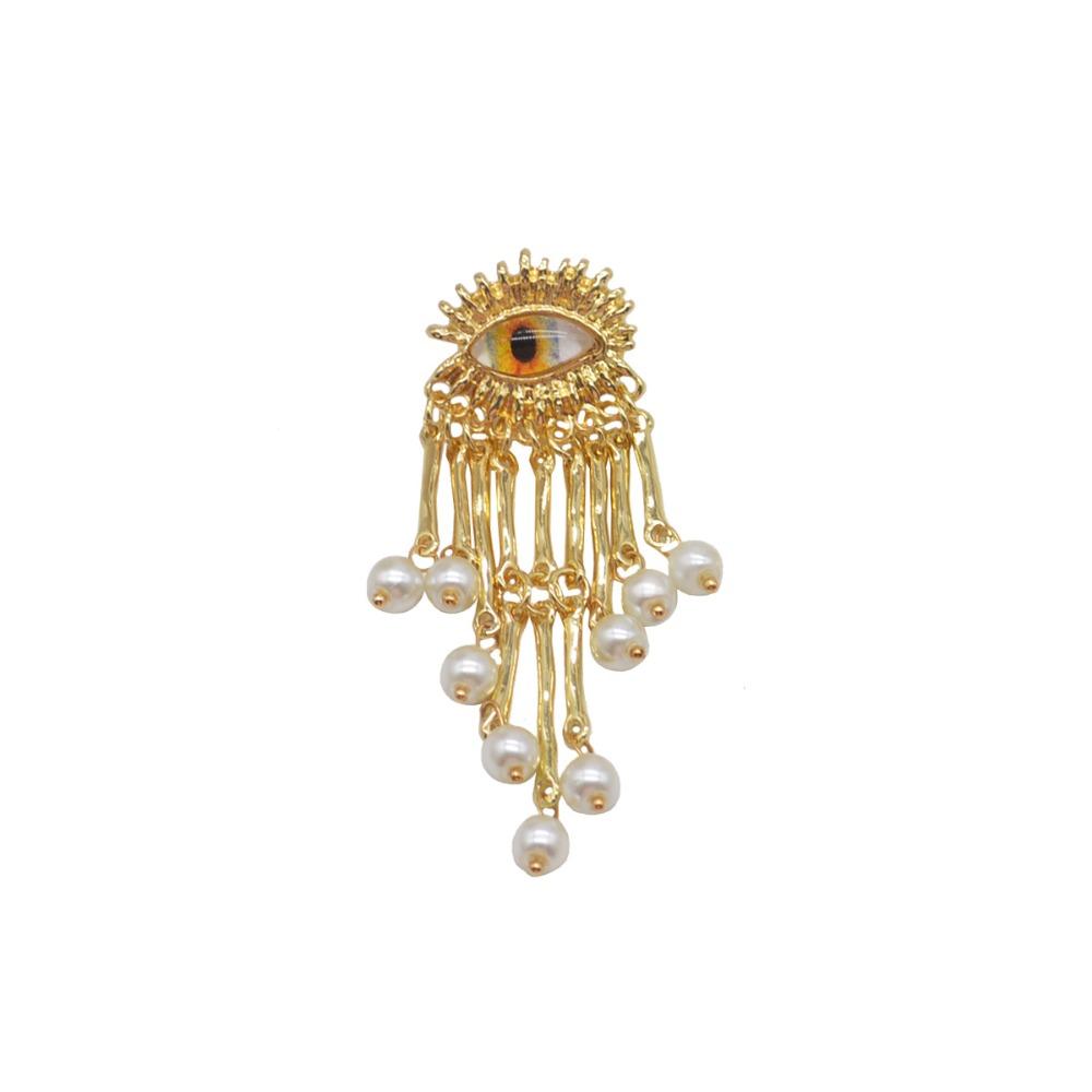 

Vintage Devil s Eye Brooch Imitated Pearl Water Droplet Brooch Sparkling Tassel Pin Party Favors золотой