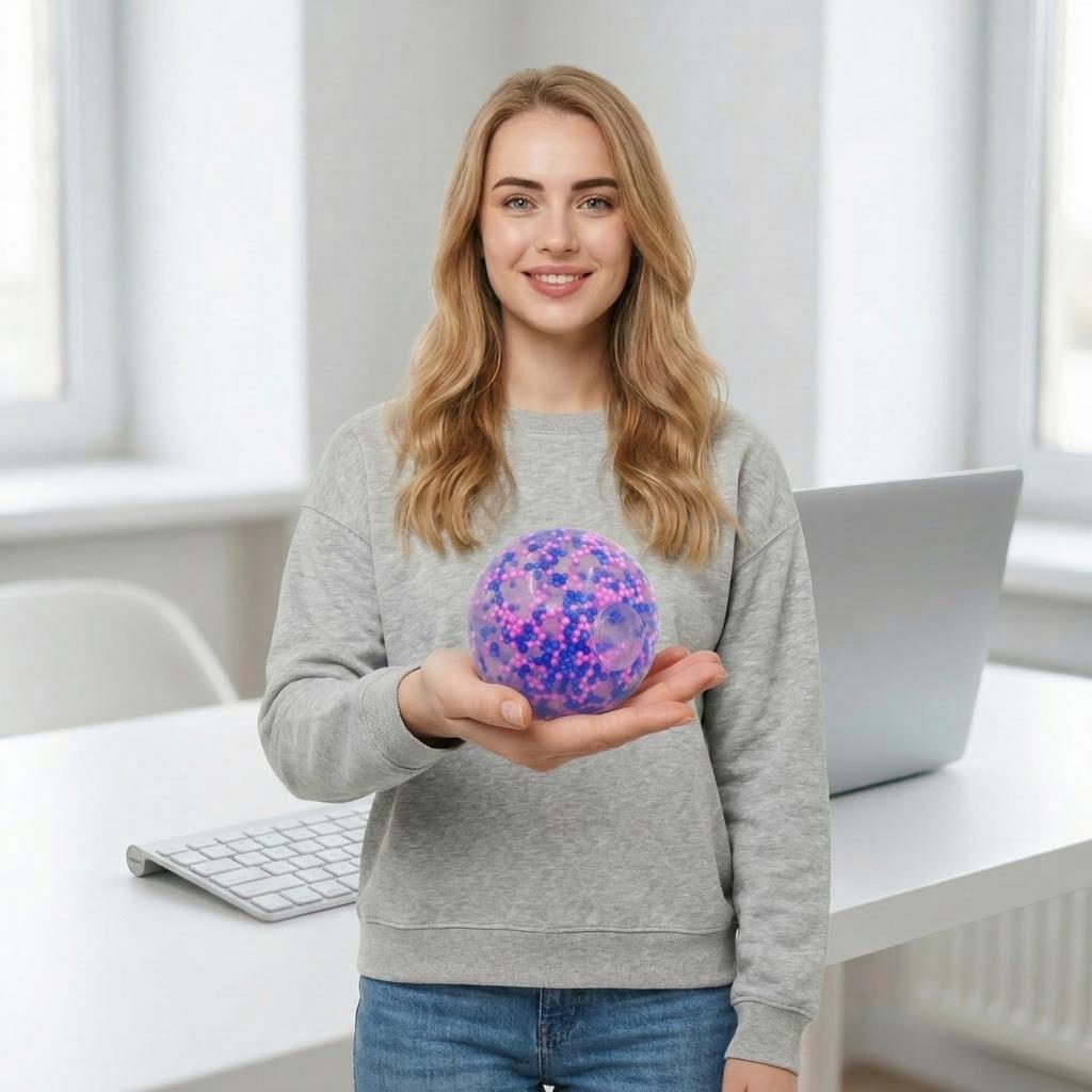 Stress Relief Ball Soft Squeeze Toy Round Shape with Bead Filling for Hand Exercise and Sensory Stimulation Suitable for Office Home School Use