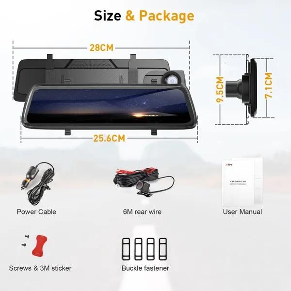 10" IPS Full Touch Screen 1080P Dash Cam Auto DVR Rückfahrkamera Videorecorder G-Sensor Parkmonitor