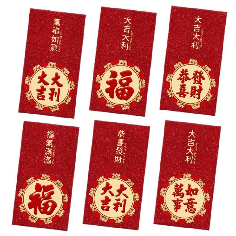 6pcs Dragon Pattern Chinese Red Envelope 2024 New Year Luck Money Bags  Chinese New Year
